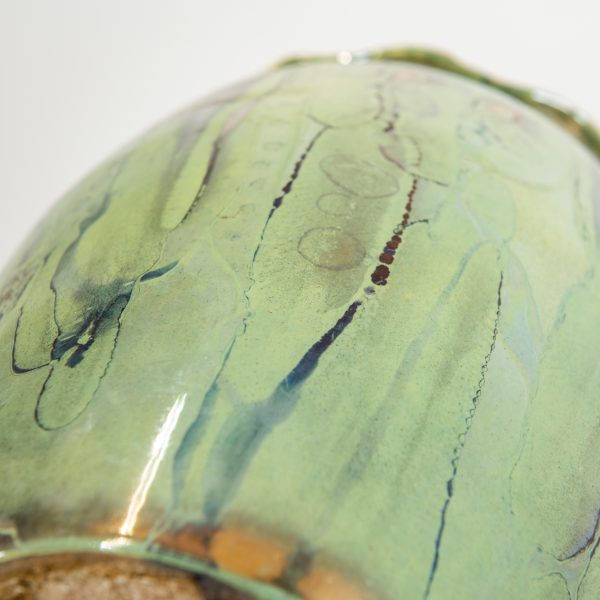 Céramique pichet émaillé vert et or, Louis Auguste Dage circa 1950.