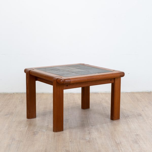 Table basse en orme et ardoise circa 1980