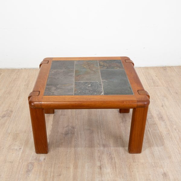 Table basse en orme et ardoise circa 1980