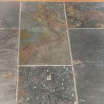 Table basse en orme et ardoise circa 1980