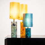 Lampe en résine fractale set de 3, circa 1970