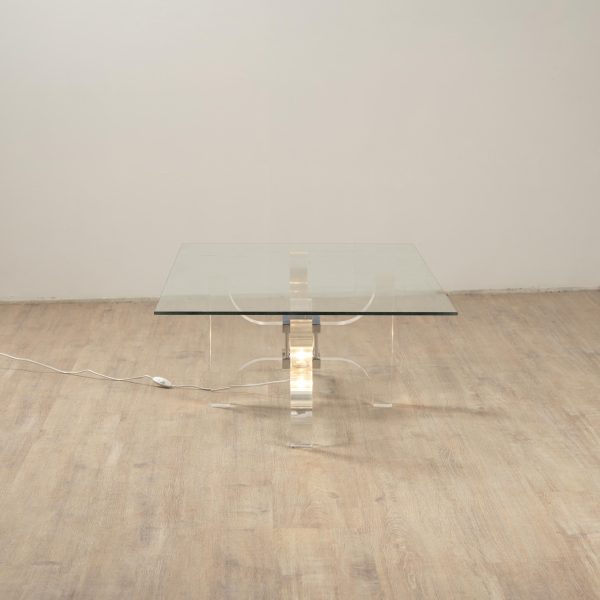 Table basse lumineuse de Philippe jean, 1970.