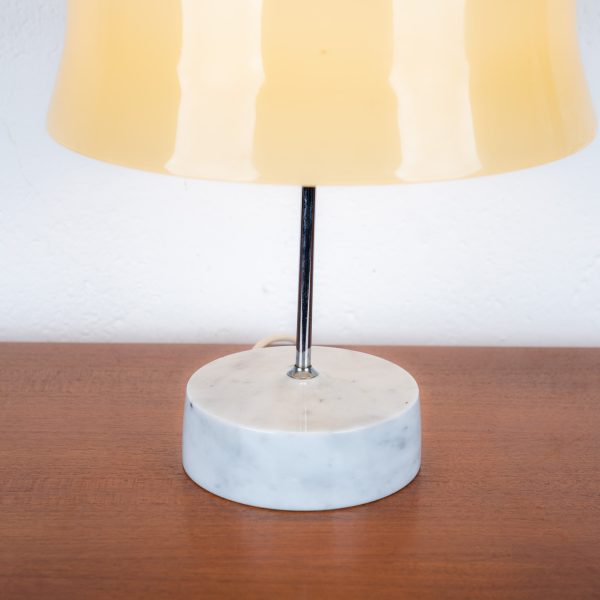 Opaline Glass & Marble Base Mushroom Table Lamp, 1960s